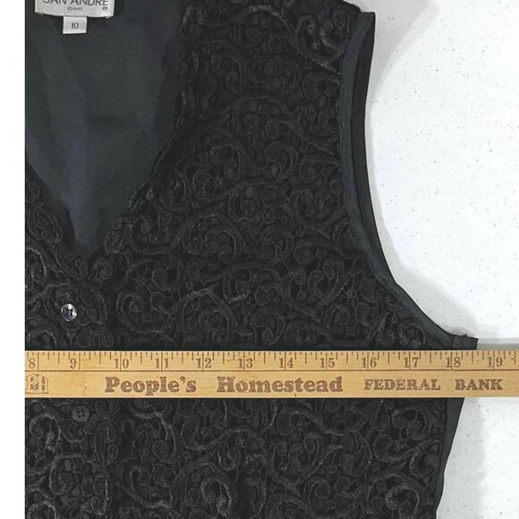 San Andre 1993 Womens Black Lace Front Button Up Vest Size 10 (Medium) Vintage - Picture 9 of 11